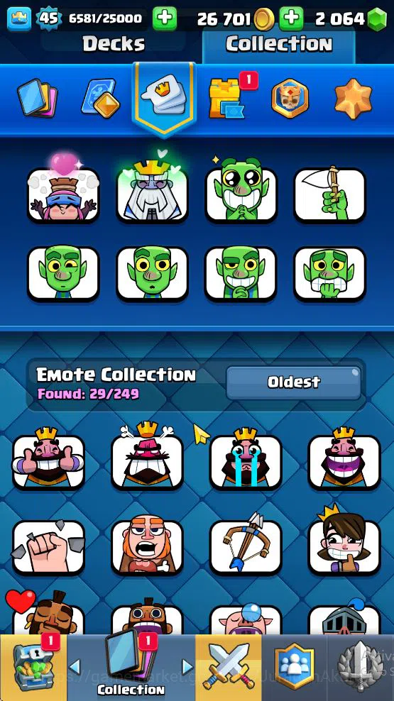Clash Royale Accounts Midgame Lvl 45|Trophy 7644|KTL 14|Limited Skin|Card 119| 1 Hero 11 EVO 6 Champ 21 Legendary 33 Epic,30 11