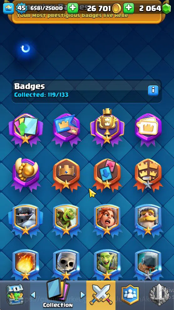 Clash Royale Accounts Midgame Lvl 45|Trophy 7644|KTL 14|Limited Skin|Card 119| 1 Hero 11 EVO 6 Champ 21 Legendary 33 Epic,30 13