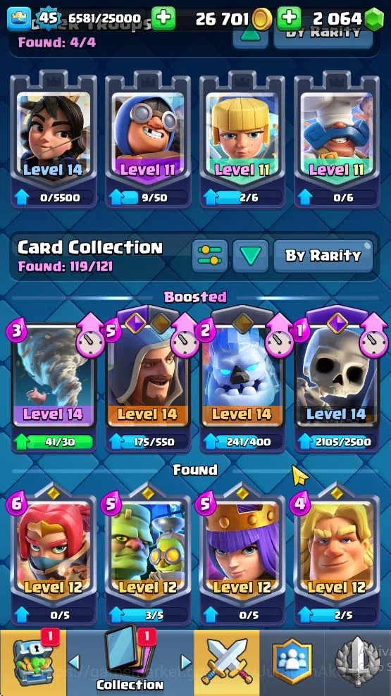 Clash Royale Accounts Midgame Lvl 45|Trophy 7644|KTL 14|Limited Skin|Card 119| 1 Hero 11 EVO 6 Champ 21 Legendary 33 Epic,30 4