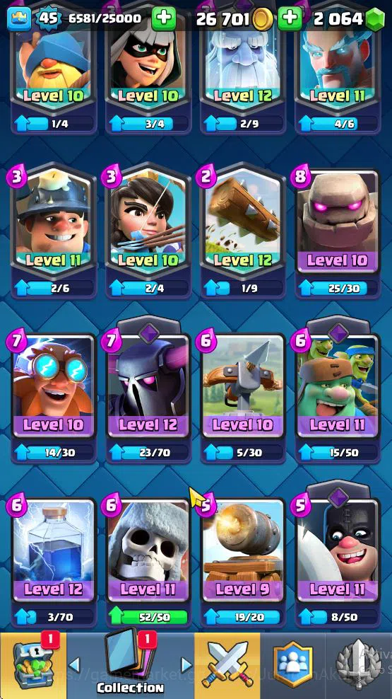Clash Royale Accounts Midgame Lvl 45|Trophy 7644|KTL 14|Limited Skin|Card 119| 1 Hero 11 EVO 6 Champ 21 Legendary 33 Epic,30 6