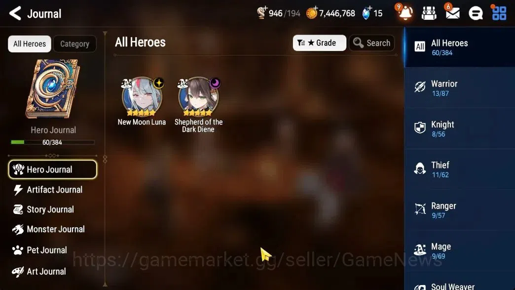 Epic Seven Accounts Starter GLOBAL UnVerif|New Era|2 ML(Sheperd Dark Diene,NM Luna)+Estele,Ruiza,Etc|Abys Floor 53|800 1
