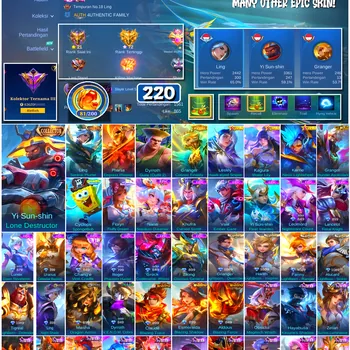Mobile Legends: Bang Bang Accounts #4611 220 Skins | Dyrroth Guile (Outfit 1) (STREET FIGHTER) | Floryn Fluffy Dream
