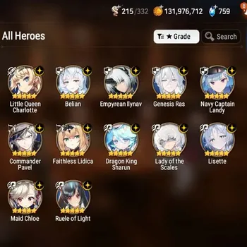 Epic Seven Accounts Mid-Tier Global Unverif| 26ML (Lisette, Salome, LOTScales, SN Yulha, TR Elvira, Zio, etc) Limit