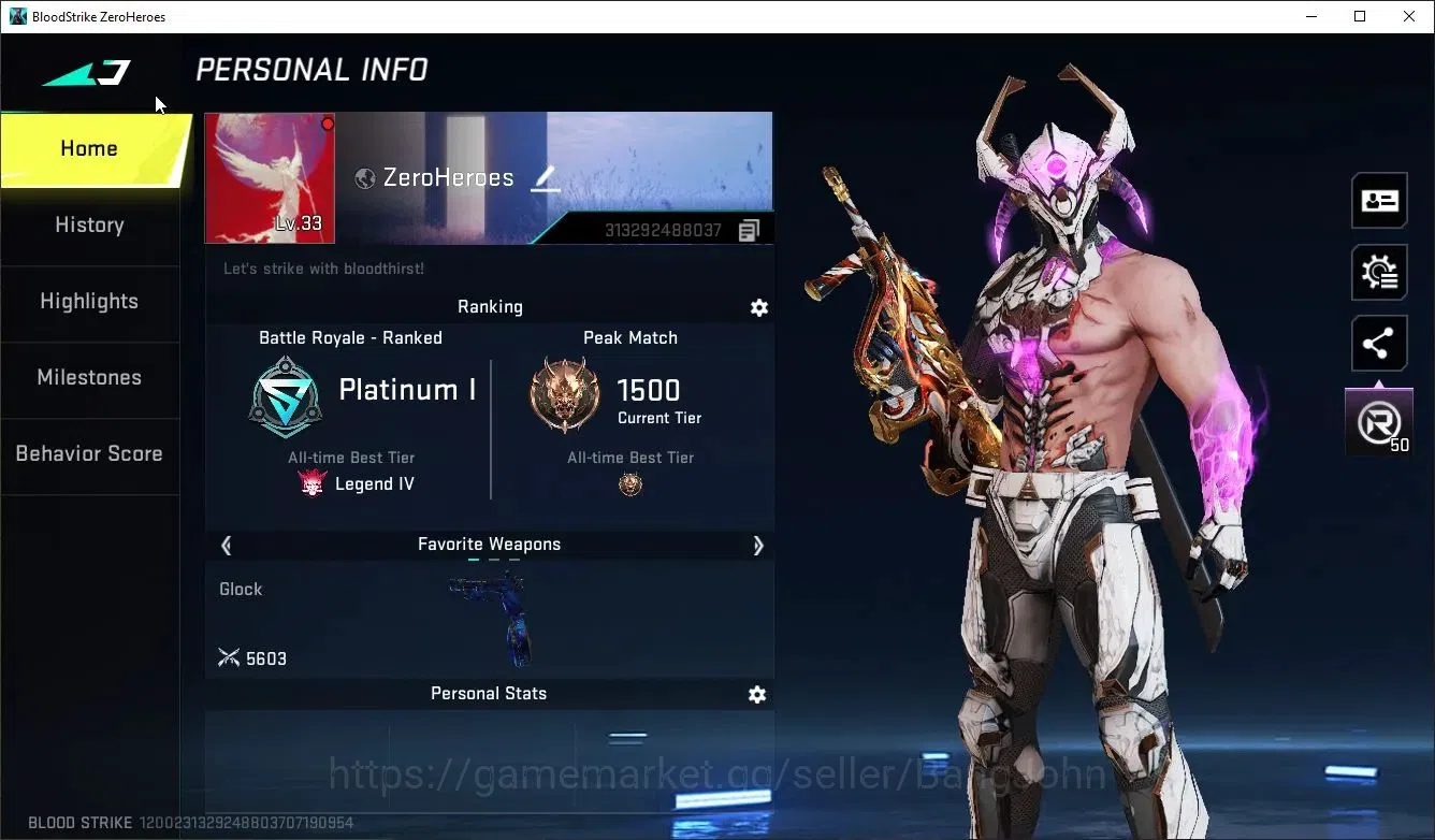 Blood Strike Accounts Collab Skin ASIA |Limited: Original Playmaker|2 Ultra|3 Legendary Guns|Collab : ENZO|2 Ultra |1 1