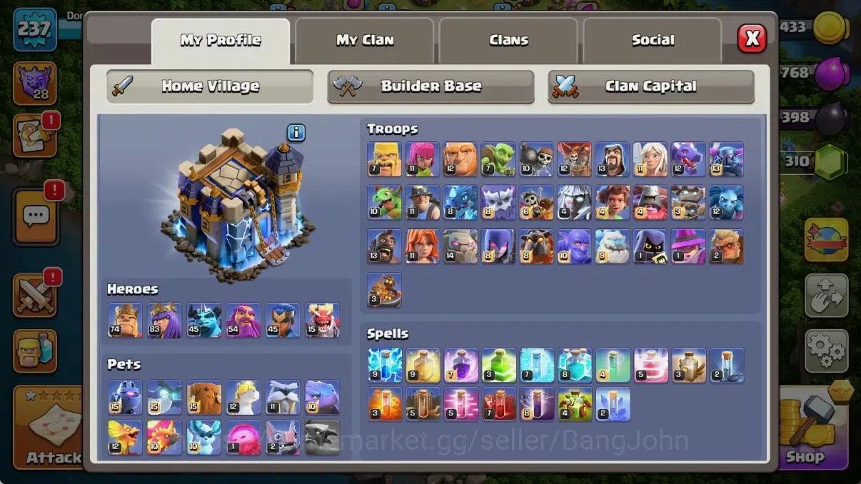 Clash of Clans Accounts Global | TH 18|BH 10|2 Gold Skins|LVL 237|HH 11|BK image 15