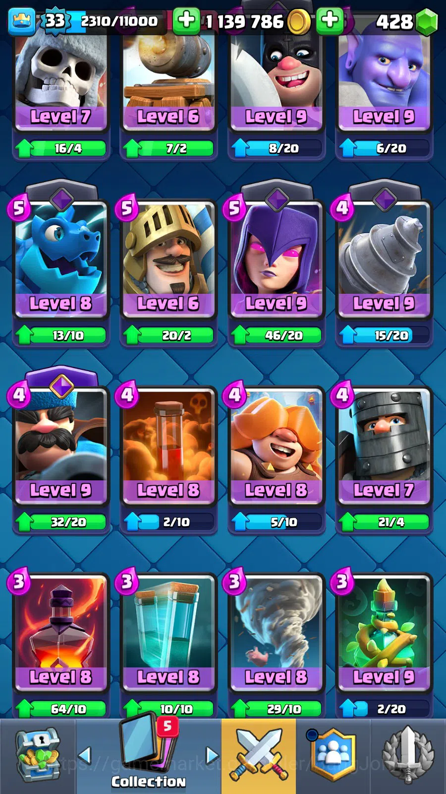 Clash Royale Accounts Lv 33|Trophy 7011|KTL 11|Limited Skin|Card 118|2 H image 10