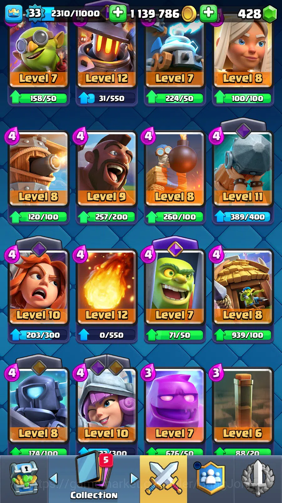 Clash Royale Accounts Lv 33|Trophy 7011|KTL 11|Limited Skin|Card 118|2 H image 12