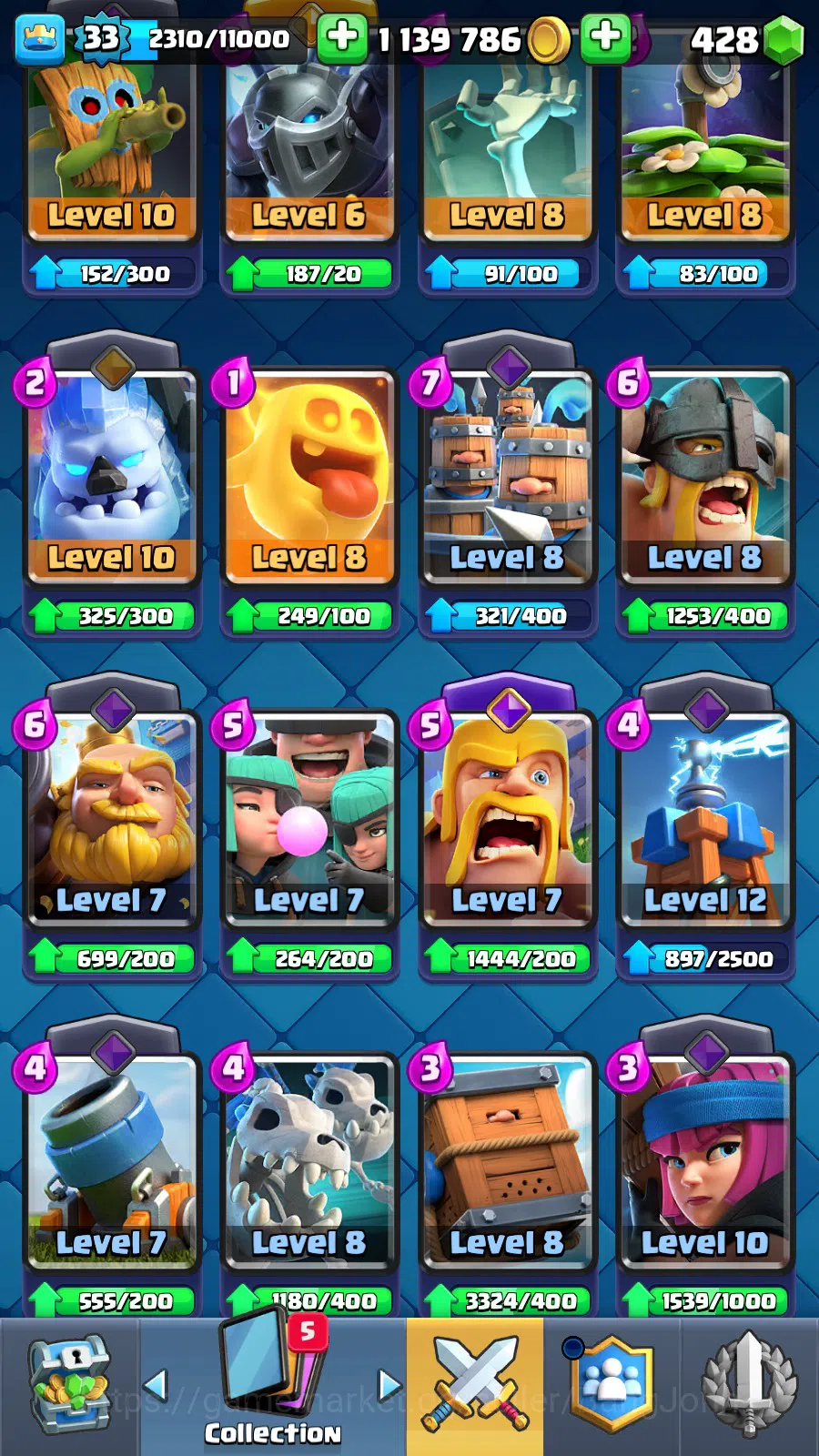 Clash Royale Accounts Lv 33|Trophy 7011|KTL 11|Limited Skin|Card 118|2 H image 13