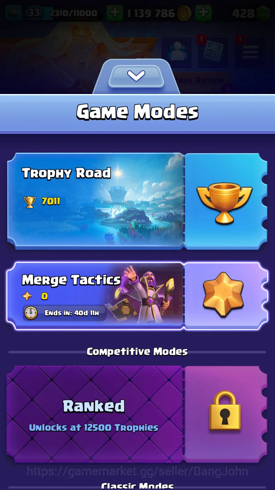 Clash Royale Accounts Lv 33|Trophy 7011|KTL 11|Limited Skin|Card 118|2 H image 2