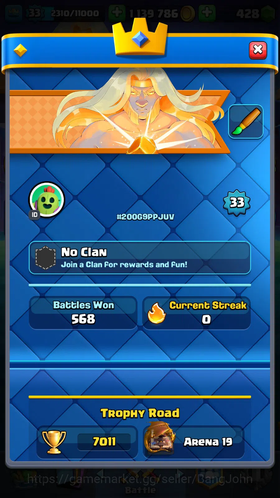 Clash Royale Accounts Lv 33|Trophy 7011|KTL 11|Limited Skin|Card 118|2 H image 3
