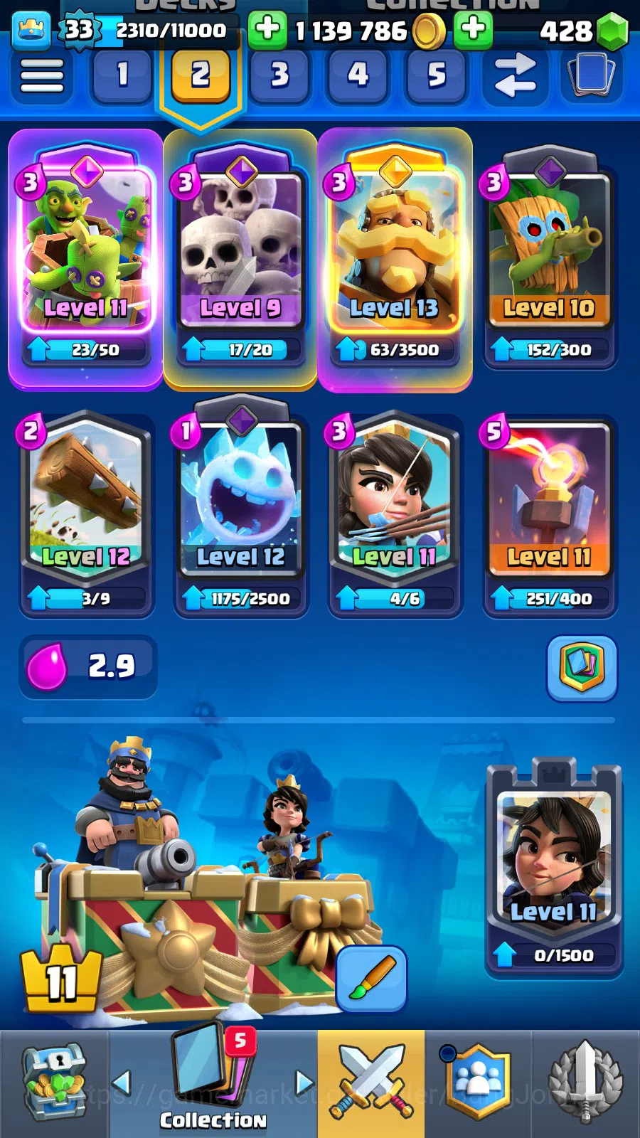 Clash Royale Accounts Lv 33|Trophy 7011|KTL 11|Limited Skin|Card 118|2 H image 5
