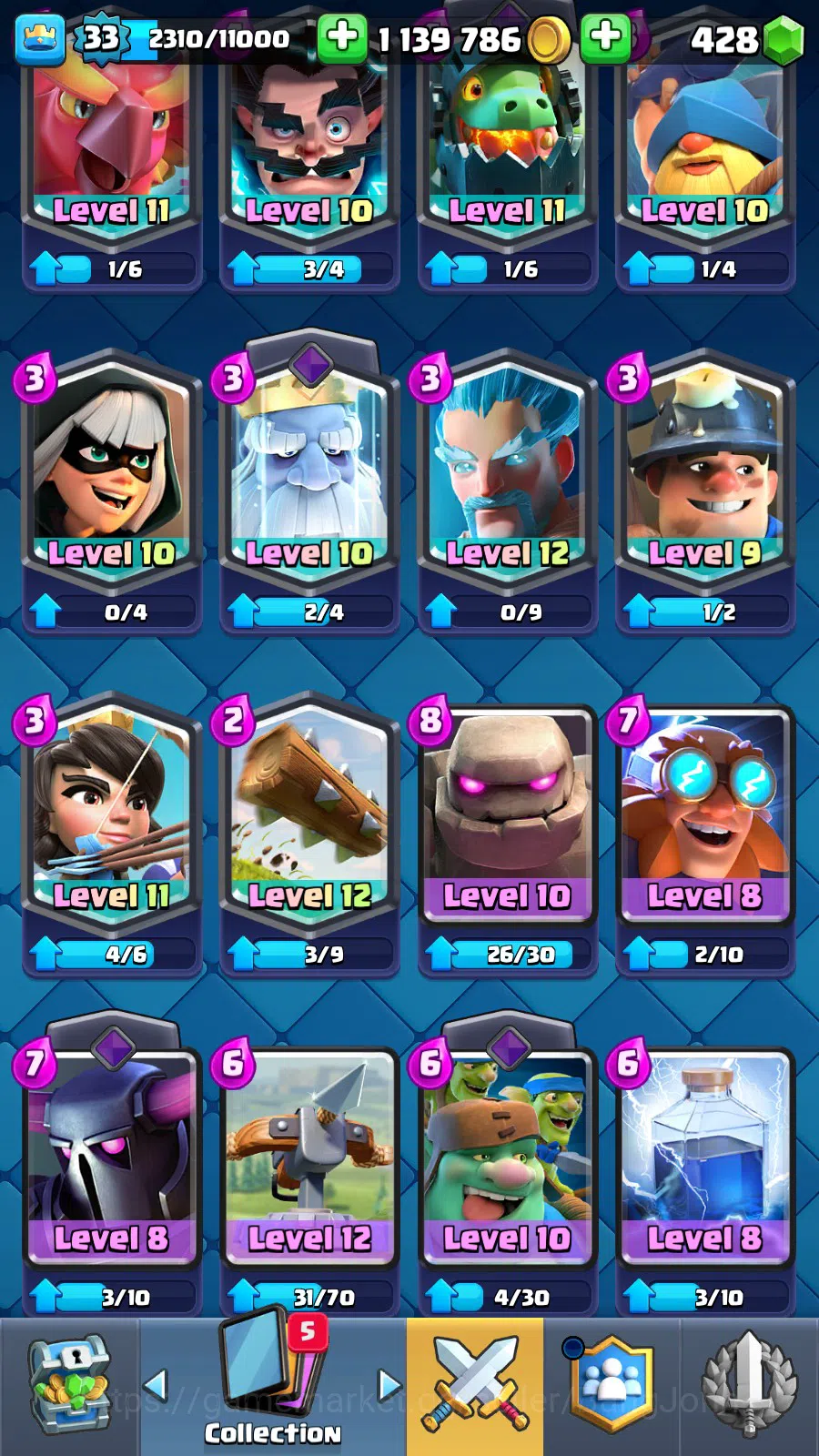 Clash Royale Accounts Lv 33|Trophy 7011|KTL 11|Limited Skin|Card 118|2 H image 9