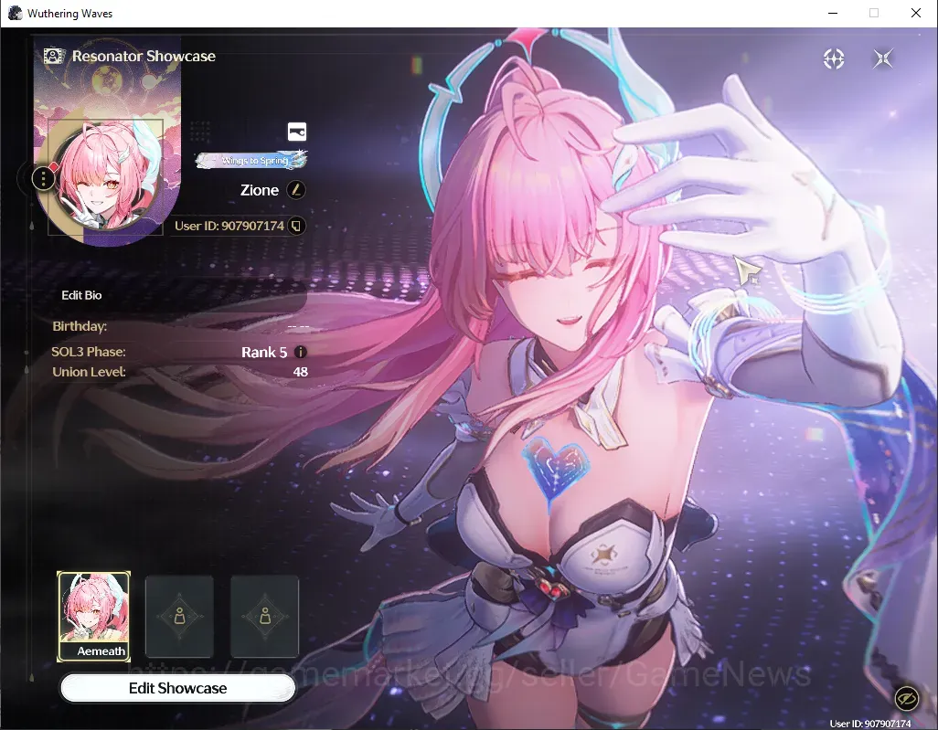 Wuthering Waves Accounts Starter SEA|UL 48|1 Limited (Aemeath RC6 +Signature) +4 Standard Character |DB Lvl 30|Female MC 1