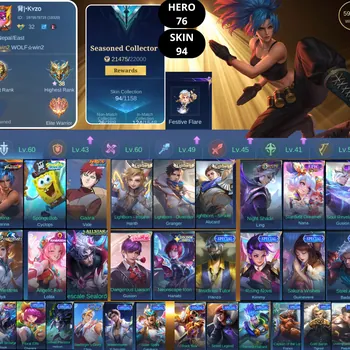 Mobile Legends: Bang Bang Accounts Smurf BEST OFFER | HERO 76 | SKIN 94 | KARINA KOF | CYCLOPS SPONGEBOB | VALE NARUTO | 3X