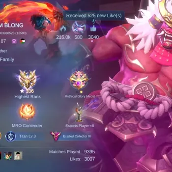 Mobile Legends: Bang Bang Accounts Collector Hero 138|Skin 375|HighImmo 106|Legend Franco,2 JJK(Gojo,Nobara),Aspi