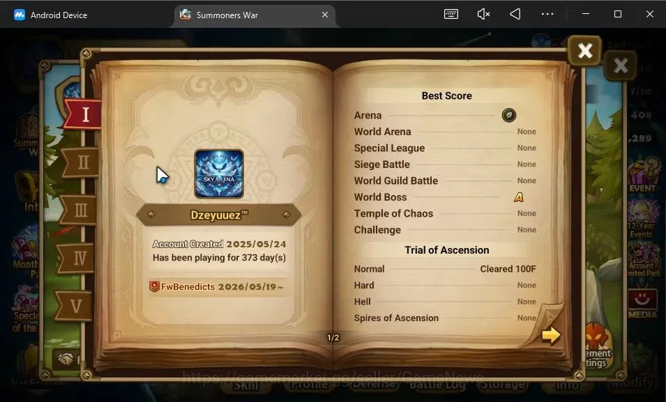 Summoners War: Sky Arena Accounts GLOBAL Lv 53|1 LD[Dyeus]|19 Total NB5[Jeogun,Mephi image 3