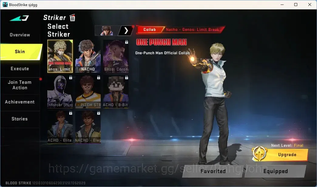 Blood Strike Accounts ASIA | 1 OPM STRIKER: Genos|1 OPM Voice Pack|1 Epi image 5