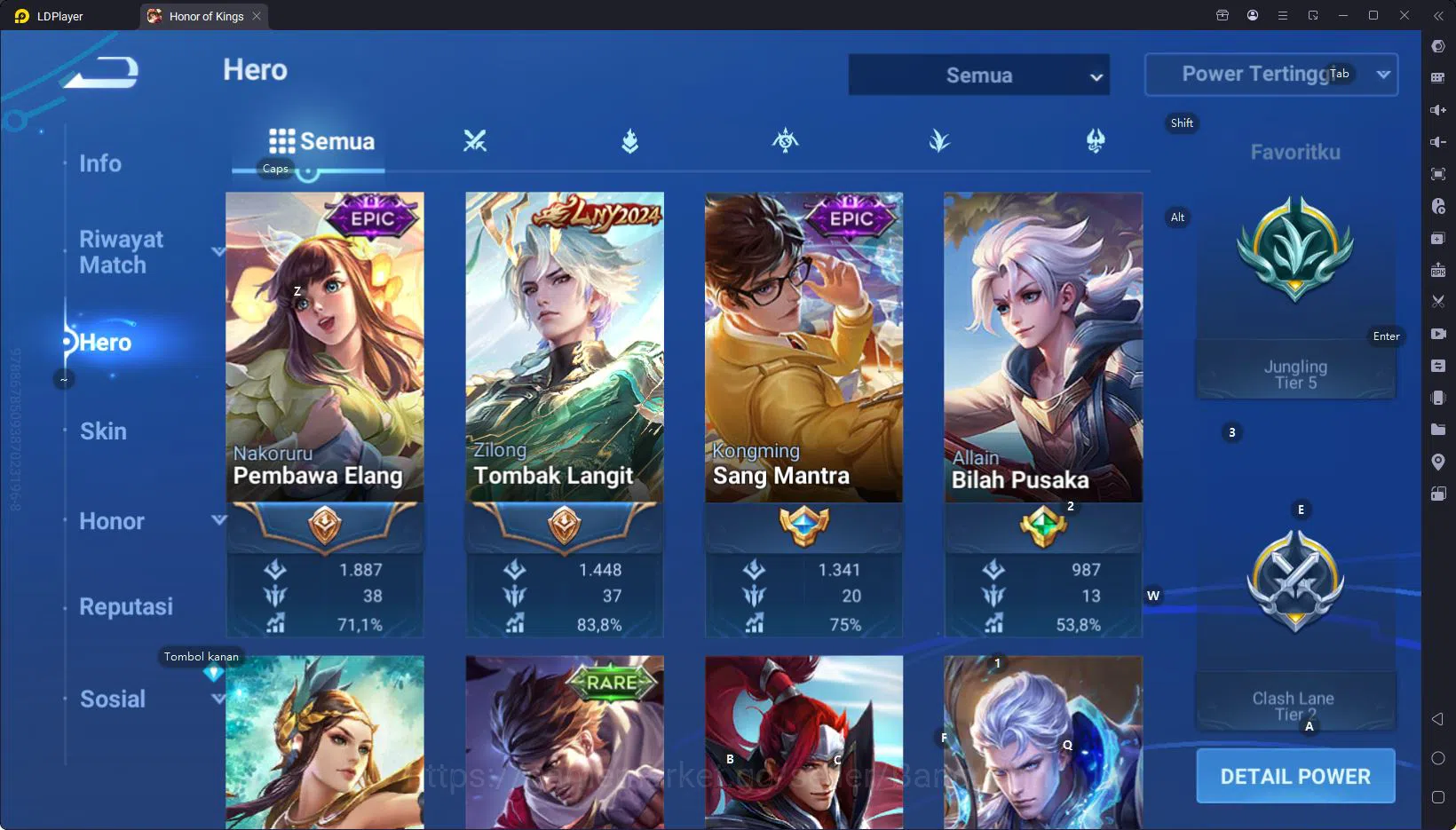 Honor of Kings Accounts Others GLOBAL|HERO 94,SKIN 84,Jilong Lyn2024,Butlefly Event,Good Acc and many skin Event/Limited cek 2