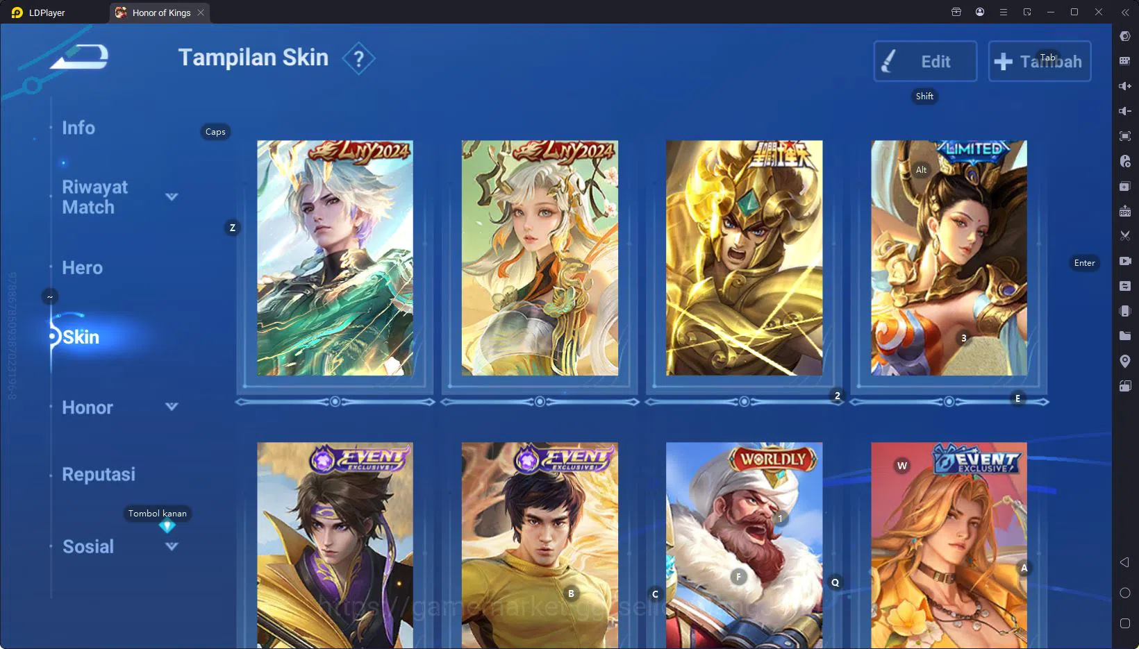 Honor of Kings Accounts Others GLOBAL|HERO 94,SKIN 84,Jilong Lyn2024,Butlefly Event,Good Acc and many skin Event/Limited cek 3