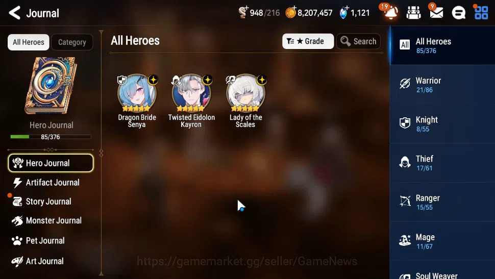 Epic Seven Accounts Mid-Tier GLOBAL Unverif|3 ML(LOT Scales,DB Senya,TE Kayron),Ruiza,P Byblis,Tenebria,etc|PoH ON|17K 5
