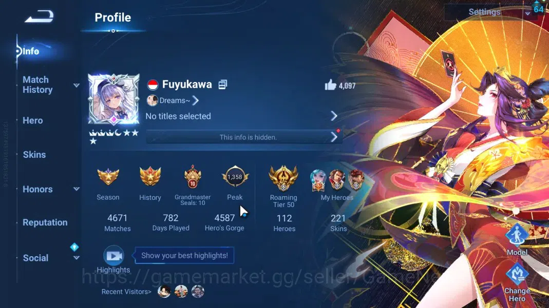 Honor of Kings Accounts Hero 112 Skin 221|FLAWLESS(Mai Shiranui),LIMITED(D image 2