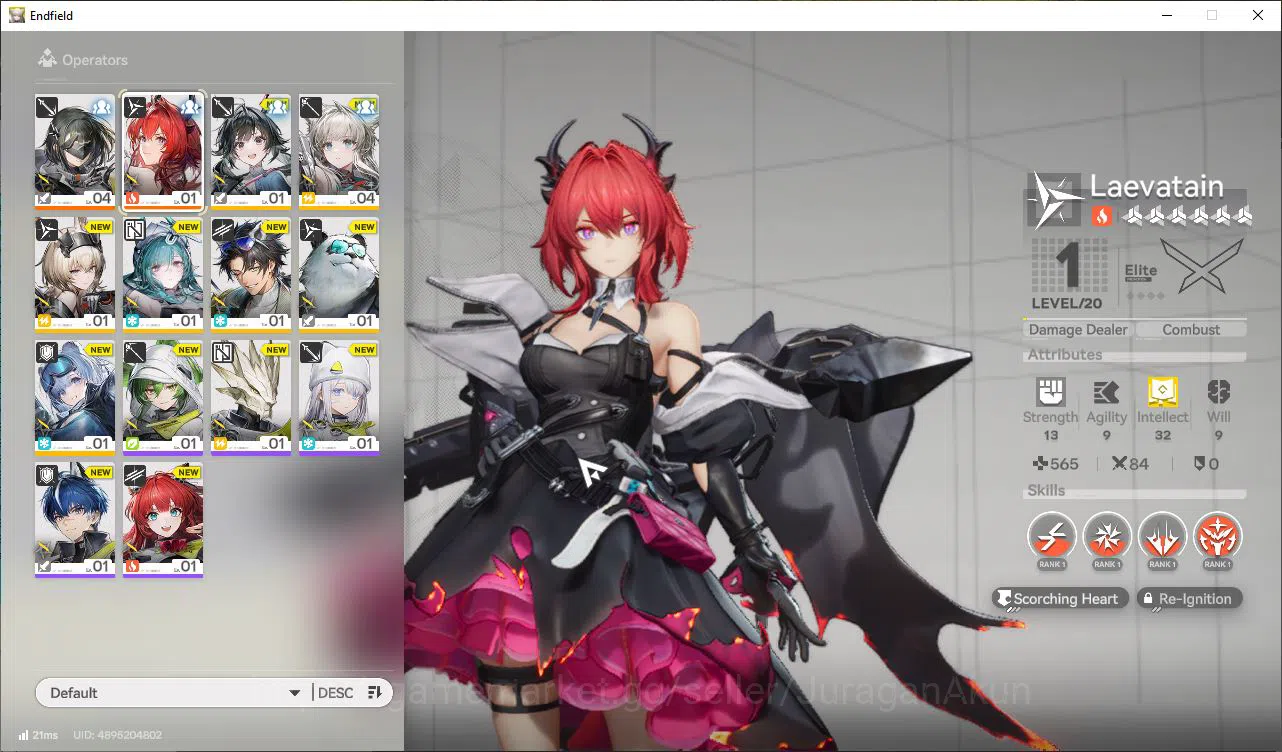 Arknights: Endfield Accounts Asia Lv2 | Starter|1SSR (Laevatain)+7SR Characters image 1