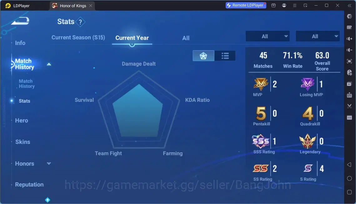 Honor of Kings Accounts Global | 113H 189S | Legend Ying,Legend Lady Sun,S image 2