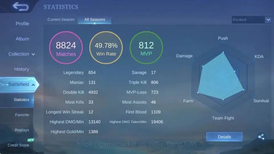 Mobile Legends: Bang Bang Accounts Global|Skin 550|Mega|Legend Freya+Lesley+Valir,Asp image 19