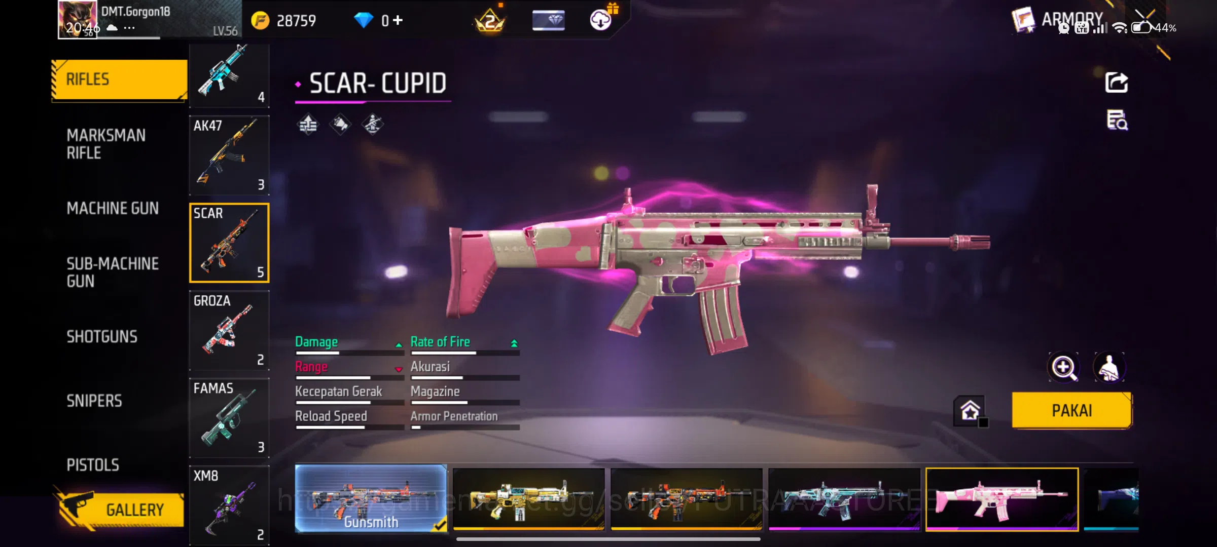 Free Fire Accounts Indonesia| M1887 LUMUT | VAULT TOTAL:320: SCAR CUP image 12