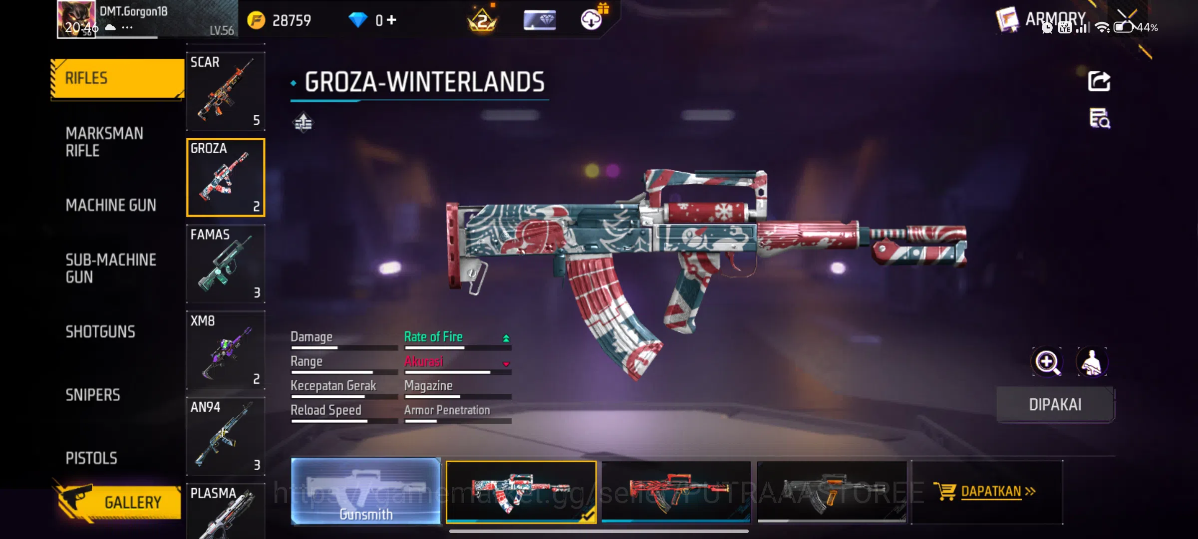 Free Fire Accounts Indonesia| M1887 LUMUT | VAULT TOTAL:320: SCAR CUP image 13