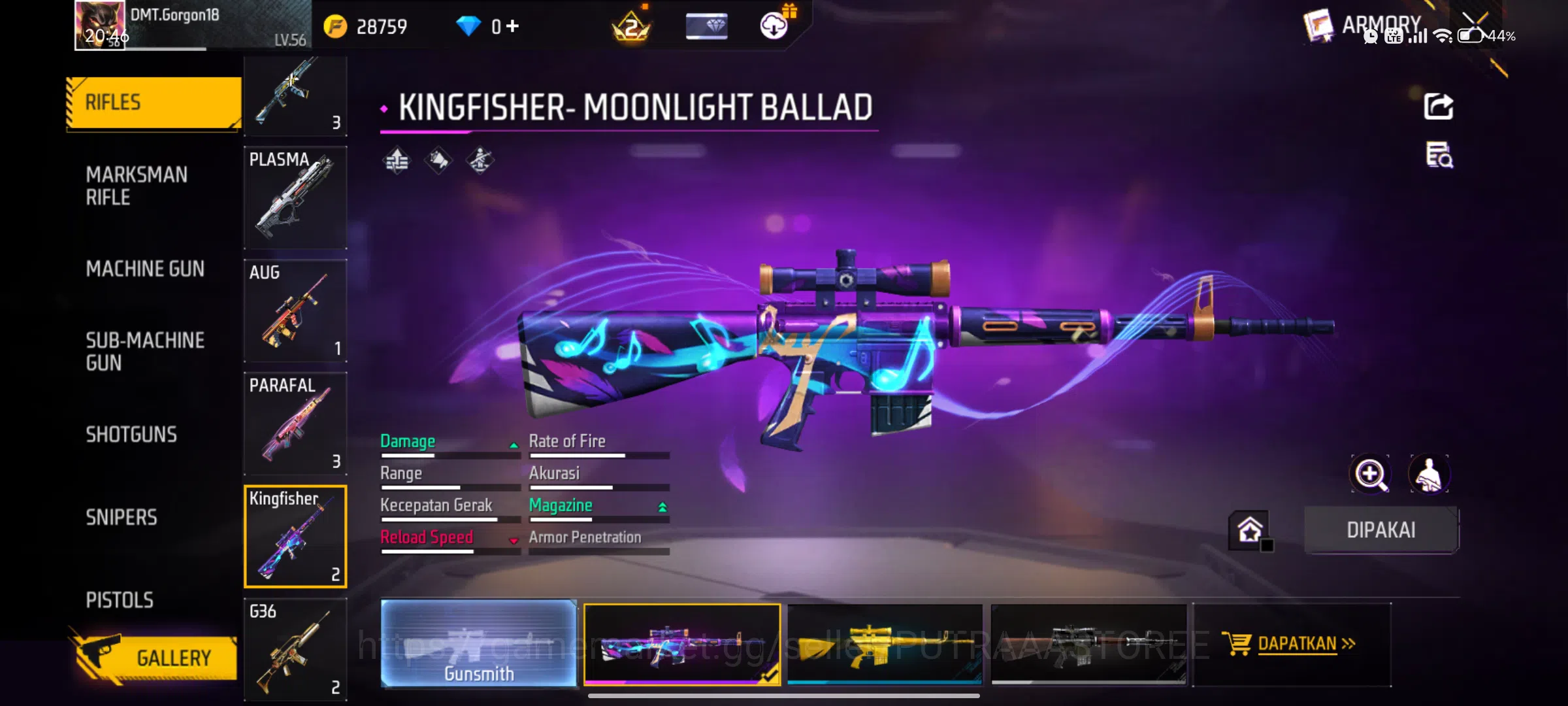 Free Fire Accounts Indonesia| M1887 LUMUT | VAULT TOTAL:320: SCAR CUP image 15