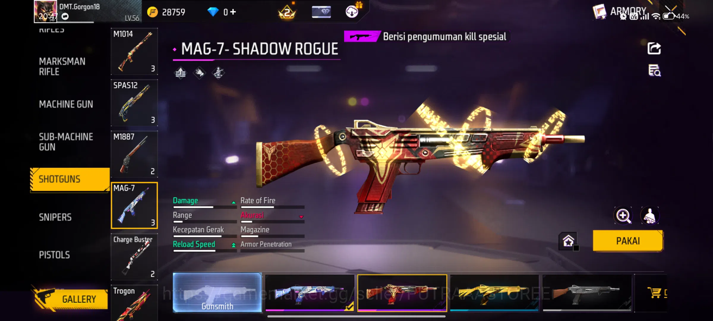 Free Fire Accounts Indonesia| M1887 LUMUT | VAULT TOTAL:320: SCAR CUP image 18