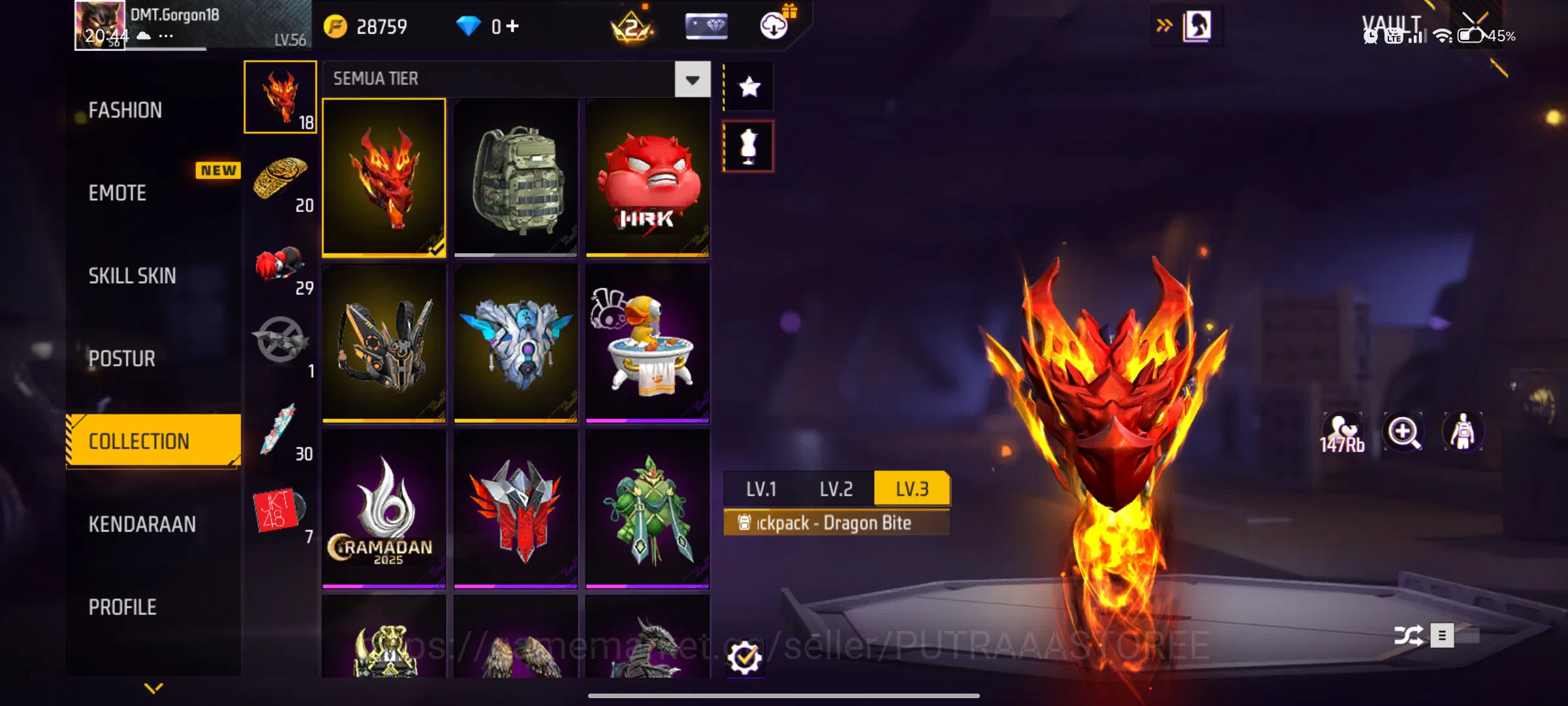Free Fire Accounts Indonesia| M1887 LUMUT | VAULT TOTAL:320: SCAR CUP image 9