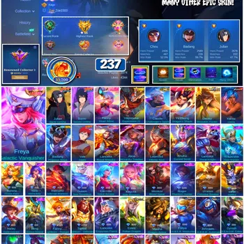 Mobile Legends: Bang Bang Accounts 🔥 #4032 🔥 237 Skins 💎 Legend Freya Galactic Vanquisher 👑 Renowned Collector II ⚔️