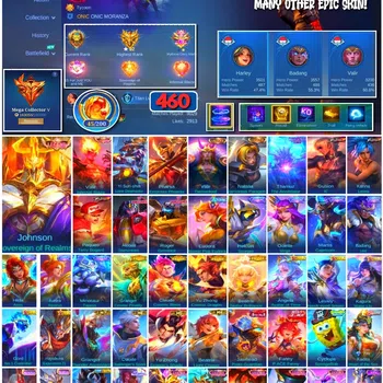 Mobile Legends: Bang Bang Collector #3535 460 Skins | Legend Johnson & Valir | 4 Colle image 1