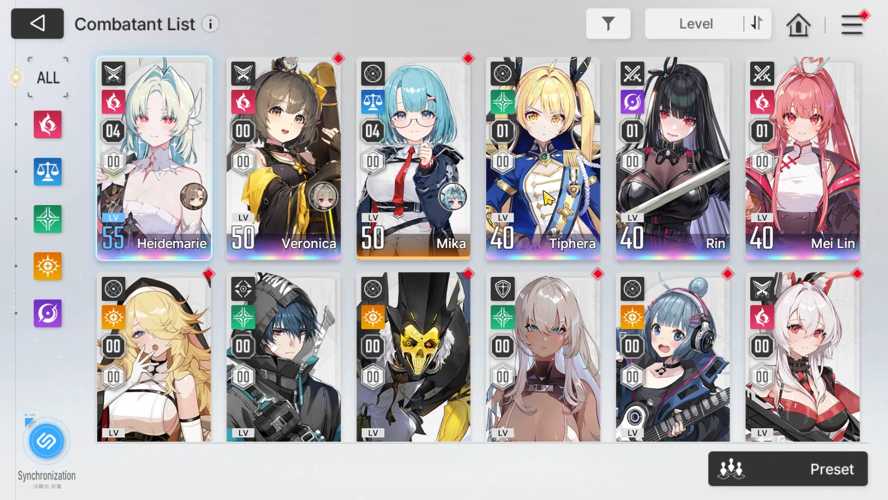 Chaos Zero Nightmare Accounts ASIA | Lv 54 | 7 Limit, Heidemarie EM 4, Veronica, Tiphera, Rin, Mei Lin, Orlea, Luke | Mid 10