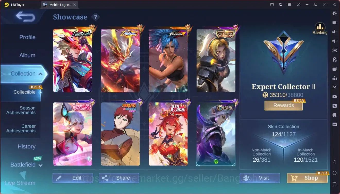 Mobile Legends: Bang Bang Accounts Collector Global |Hero 69|Skin 124|Expert|NEO Ling|Allstar Moskov|KOF Karina|CC 2
