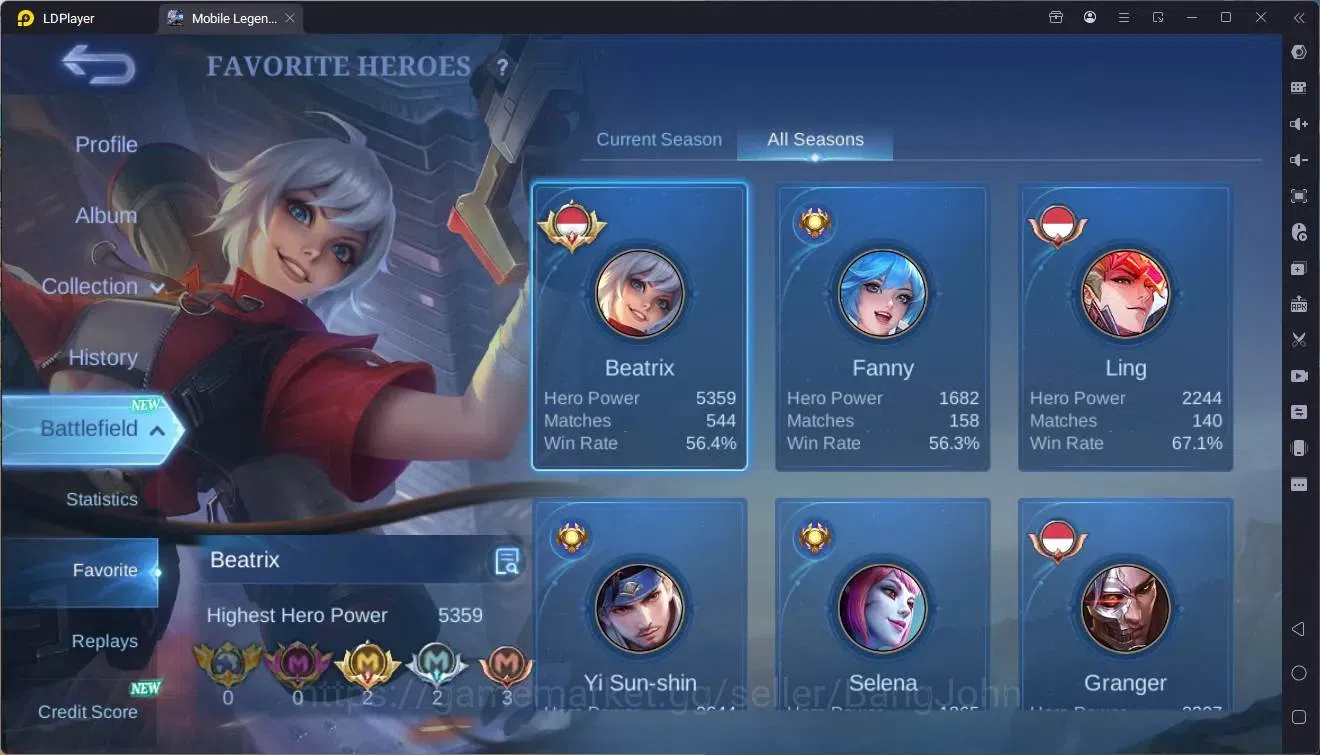 Mobile Legends: Bang Bang Accounts Collector Global |Hero 69|Skin 124|Expert|NEO Ling|Allstar Moskov|KOF Karina|CC 4