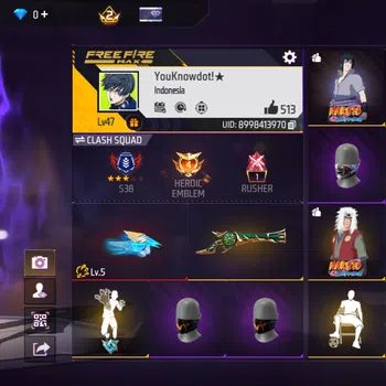 Free Fire Accounts Indonesia - evo gun max 1 - m1887 trompet - masker idaman - baju hitam - dana pelajar