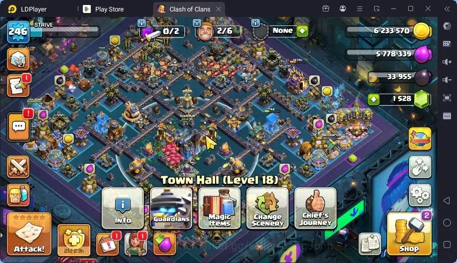 Clash of Clans Accounts High-End TH 18-BH 10|LVL246|BK7101,AQ104,MP91,GW77,RC52,DD13|BM217,BC15|13 Legend skin & 14 Gold|Gem 1