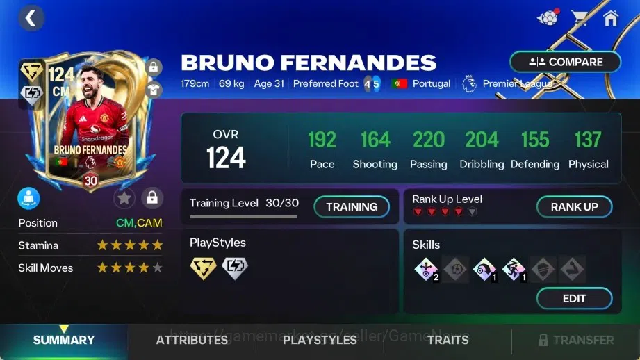 EA SPORTS FC Mobile Accounts OVR 120/51B Value|Best Starter Bruno Fernandes UTO image 5
