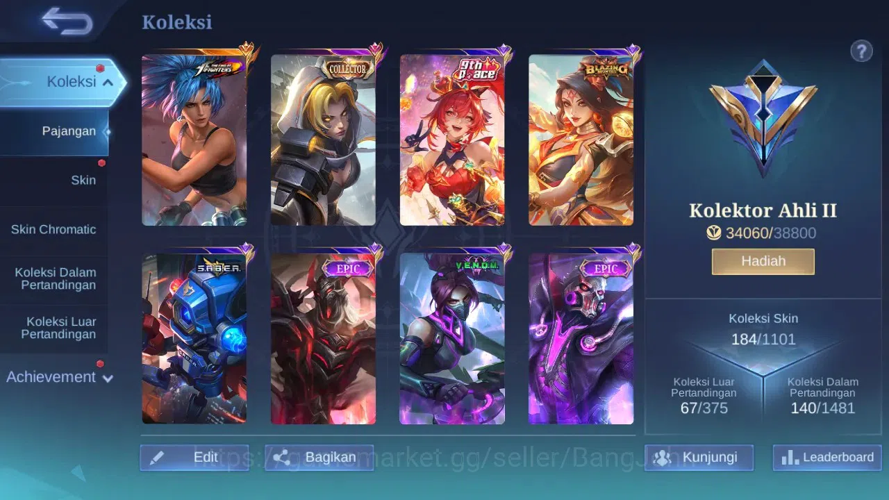 Mobile Legends: Bang Bang Accounts GLOBAL Hero 132 Skin 184 | KOF Karina | CC Nata |  image 11
