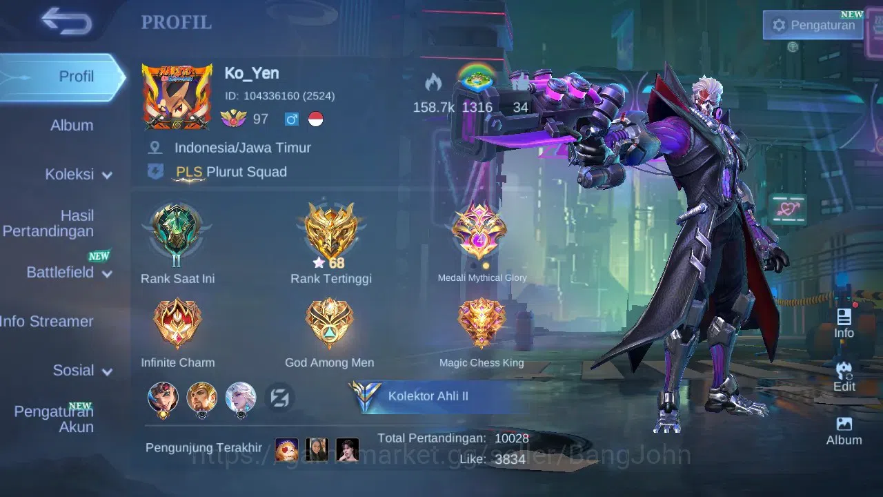 Mobile Legends: Bang Bang Accounts GLOBAL Hero 132 Skin 184 | KOF Karina | CC Nata |  image 17