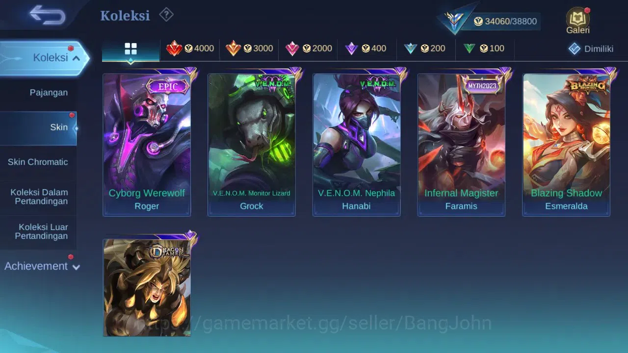 Mobile Legends: Bang Bang Accounts GLOBAL Hero 132 Skin 184 | KOF Karina | CC Nata |  image 4