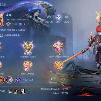 Mobile Legends: Bang Bang Accounts Collector Global|Skin 250|Renowned|PRIME Claude,STAR Hayabusa,Collector Natalia,PACE