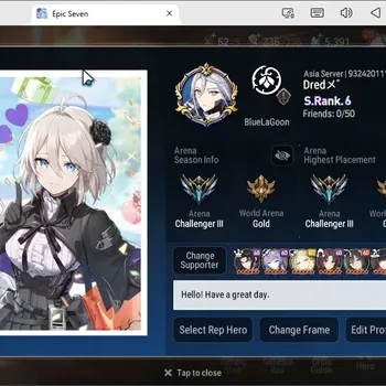 Epic Seven Accounts Starter Asia unverif|18 ML(Miseria,Zio,Amid,Aria,Arb.Vildred,Op.Sigret Etc.)|PoH+Bless ON|Thater