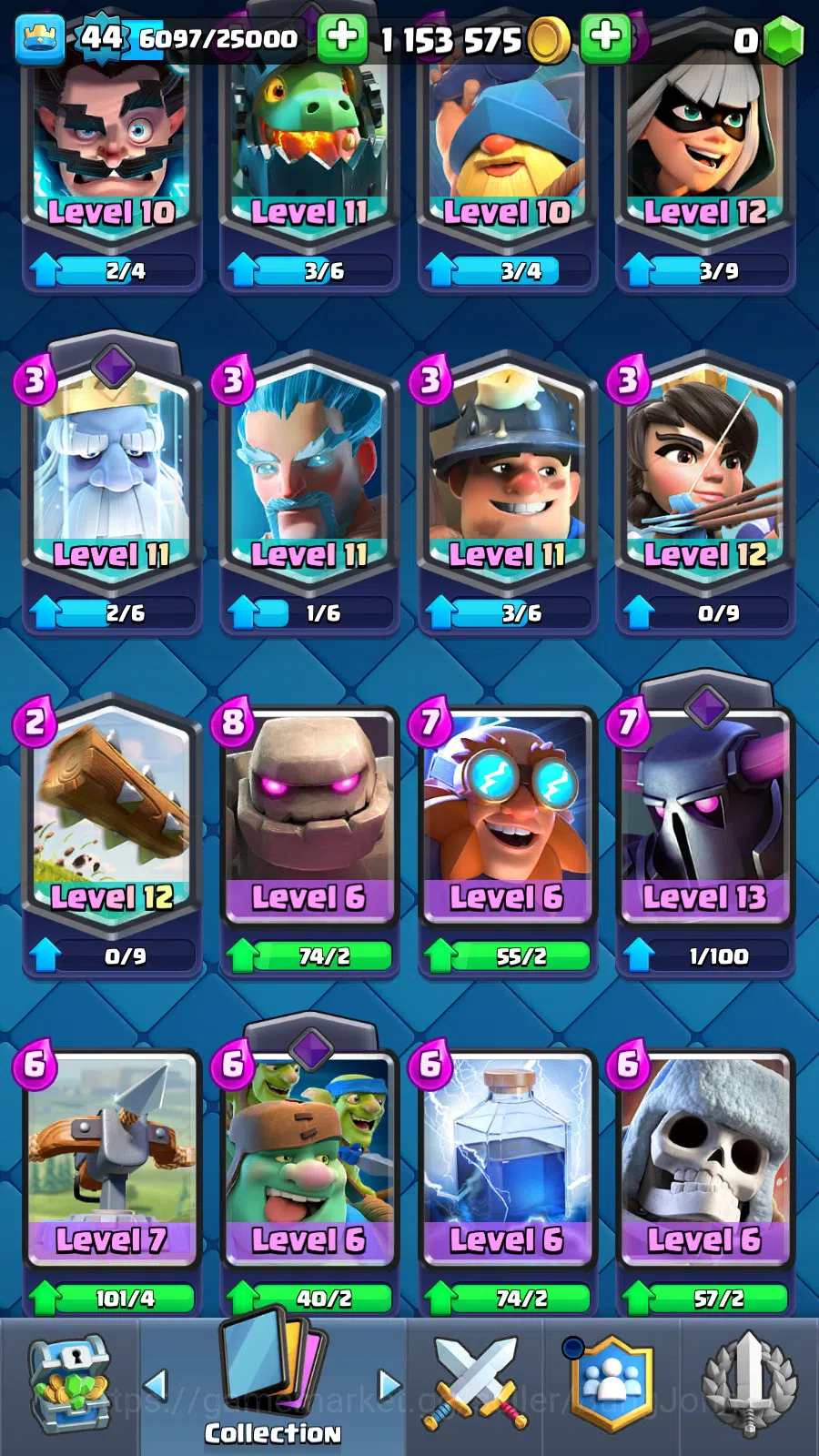 Clash Royale Accounts Lv 44|Trophy 9776|KTL 14|Many Limit Skin| Total Ca image 10