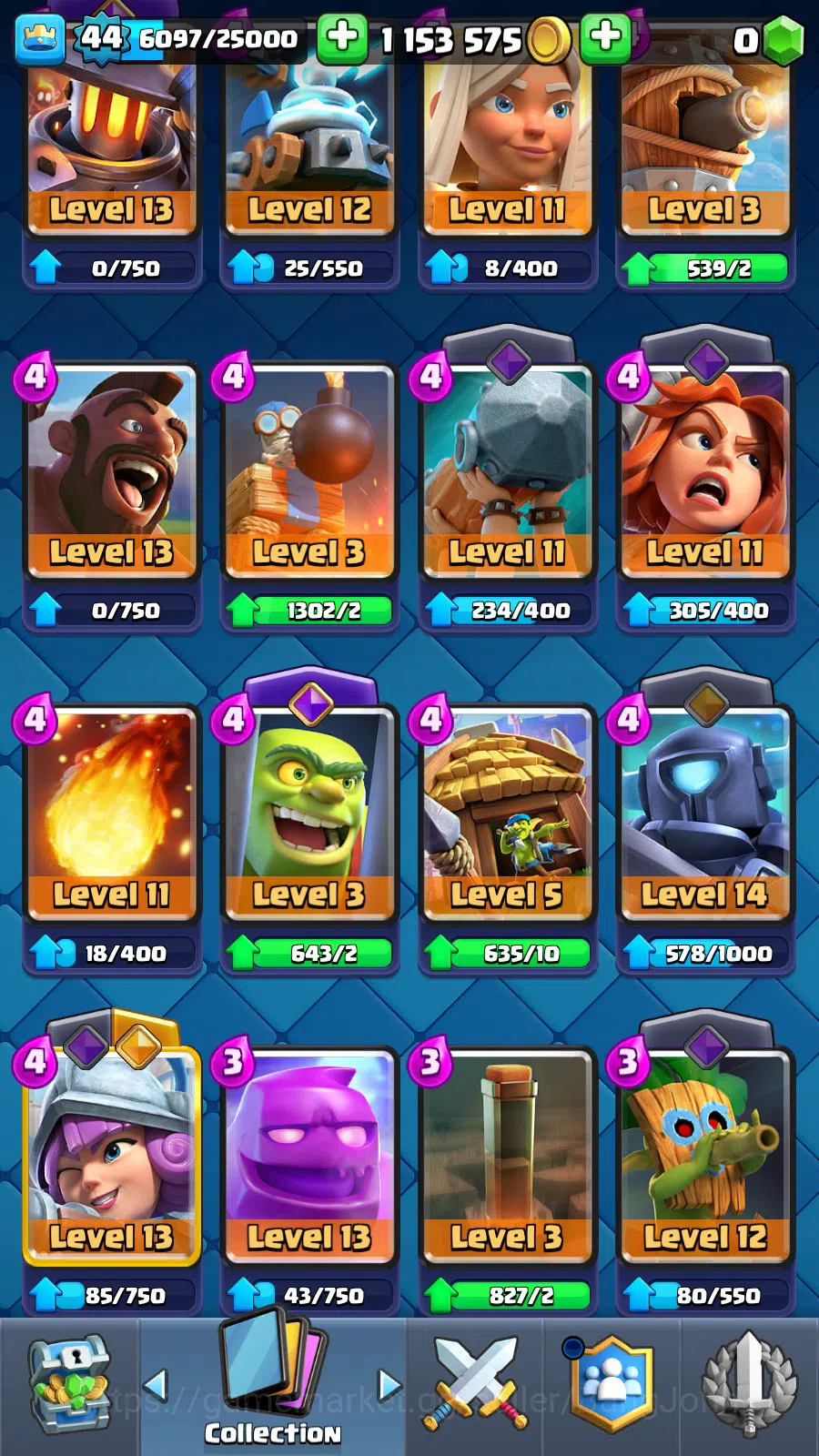 Clash Royale Accounts Lv 44|Trophy 9776|KTL 14|Many Limit Skin| Total Ca image 13