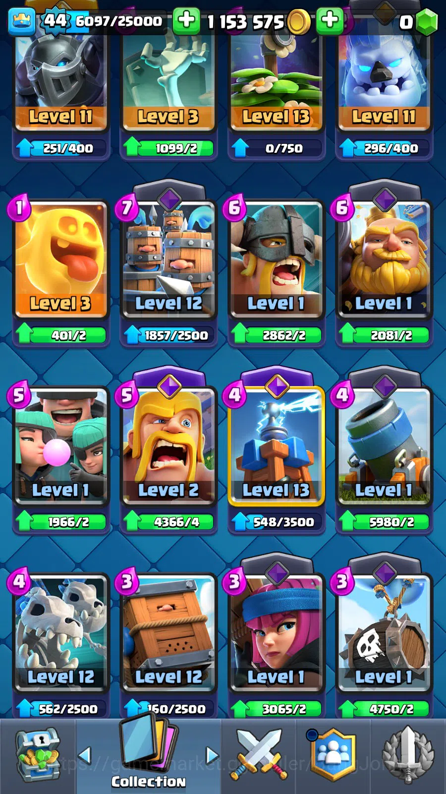 Clash Royale Accounts Lv 44|Trophy 9776|KTL 14|Many Limit Skin| Total Ca image 14