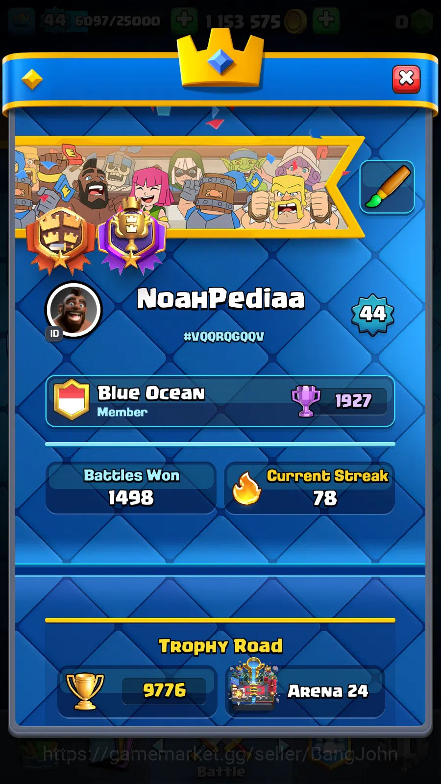 Clash Royale Accounts Lv 44|Trophy 9776|KTL 14|Many Limit Skin| Total Ca image 2